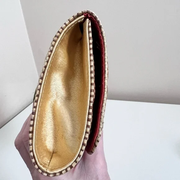 Anthropologie Garden Route Clutch Floral Raffia Embroidered Woven Purse Bag - Picture 5 of 12